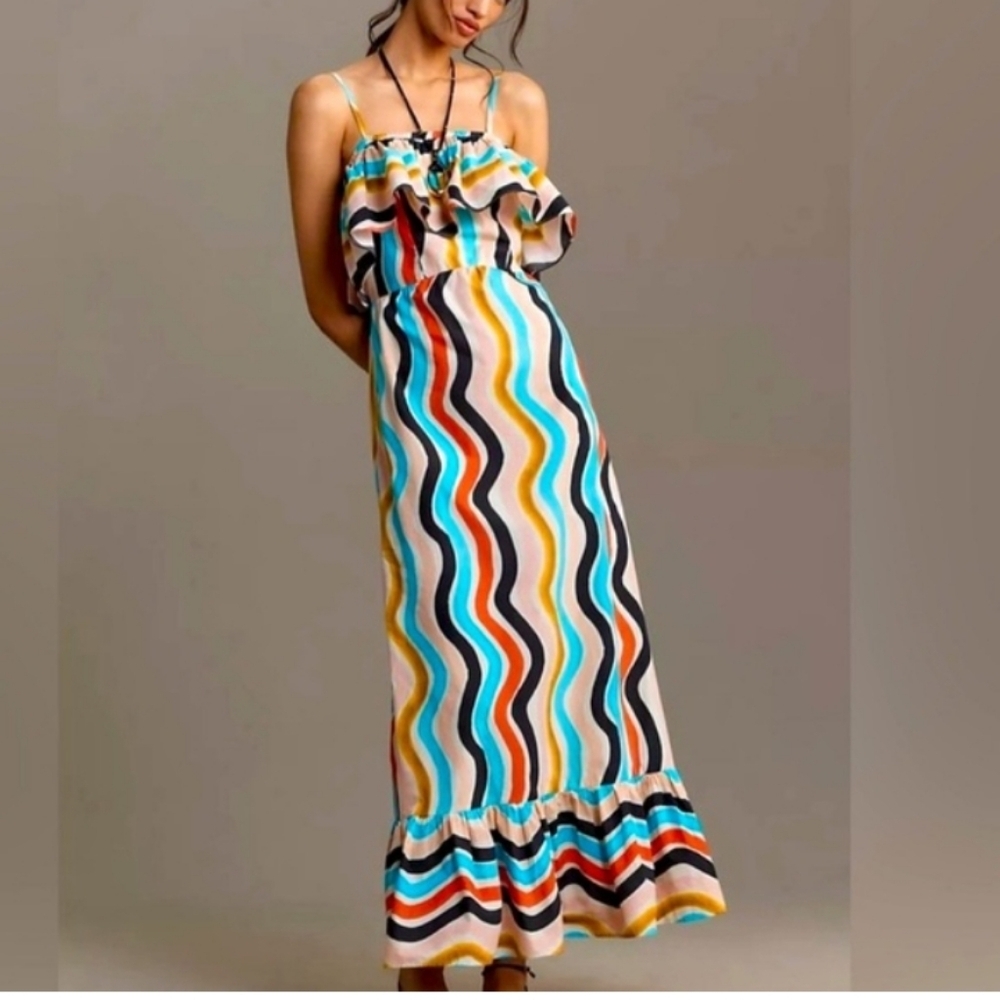 Farm Rio Sleeveless Ruffled Maxi Dress Sz-M